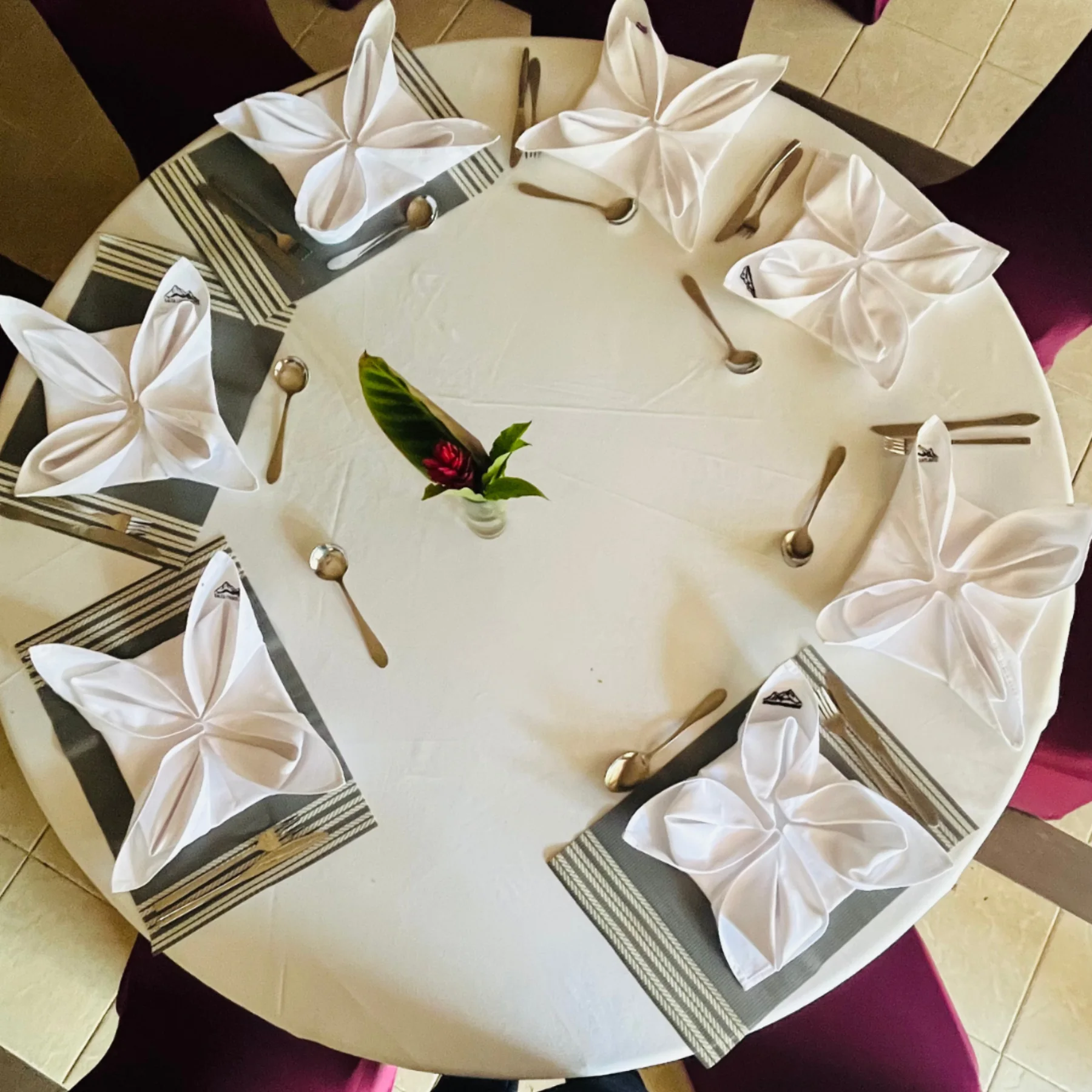 Dining table prepared at Kalya Courts Hotel